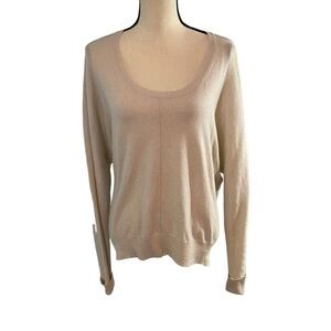 Theory Women’s 100% Cashmere Sweater Ivory Size Medium Revolve Scoop Neck